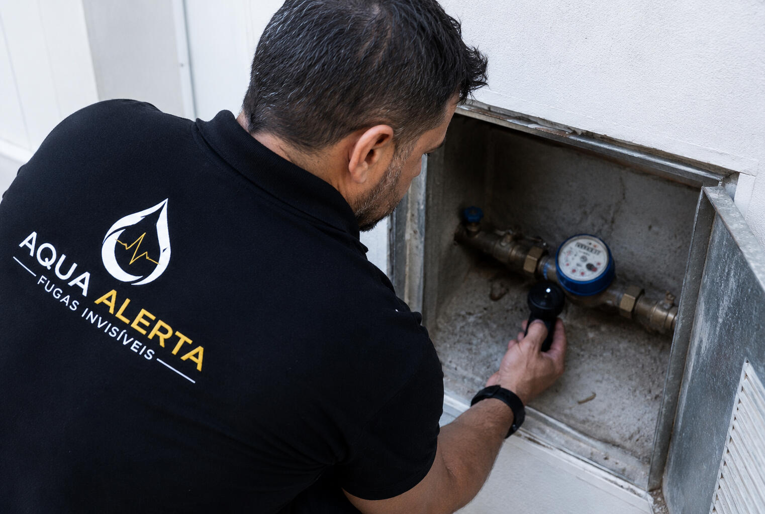 Fuga de água detetada na rede de água fria. O contador continua a rodar mesmo com todos os aparelhos que gastam água desligados e todas as torneiras fechadas